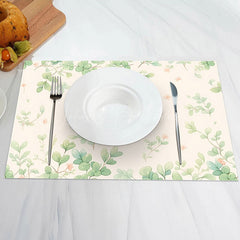 Lofaris Cute Green Leaves Faded Spring Set Of 4 Placemats