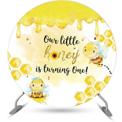 Lofaris Cute Honey Bee Honeycomb Round 1st Birthday Backdrop