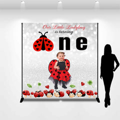 Lofaris Cute Ladybird Silver Bokeh Custom 1st Birthday Backdrop