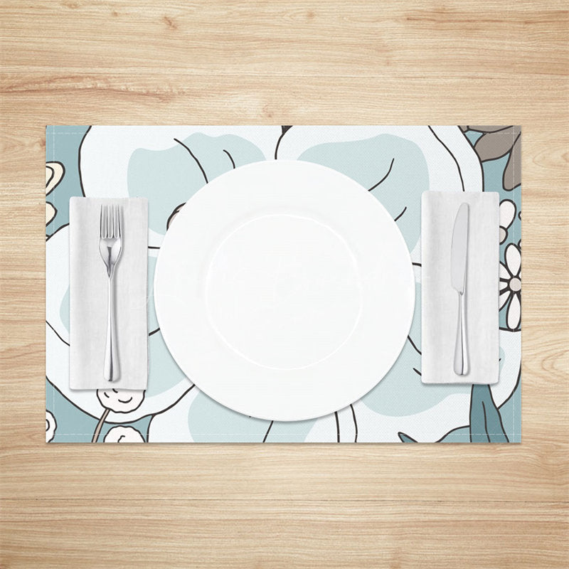 Lofaris Cute Light Blue Flower Dining Set Of 4 Placemats