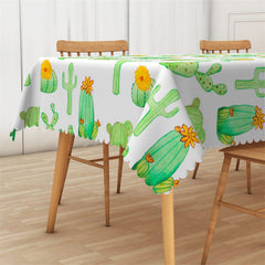 Lofaris Cute Light Green Cactus Ppattern Repeat Tablecloth