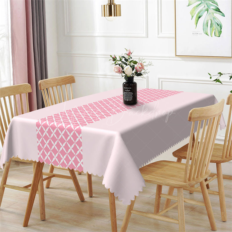 Lofaris Cute Light Pink Argyle Pattern Rectangle Tablecloth