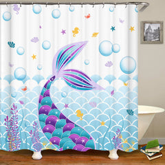 Lofaris Cute Little Mermaid Undersea Shower Curtain For Bathtub