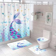 Lofaris Cute Little Mermaid Undersea Shower Curtain For Bathtub