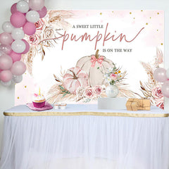 Lofaris Cute Little Pumpkin Boho Floral Baby Shower Backdrop