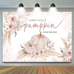 Lofaris Cute Little Pumpkin Boho Floral Baby Shower Backdrop