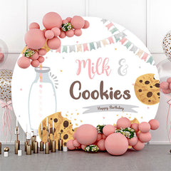 Lofaris Cute Milk Cookies Happy Birthday Round Backdrop