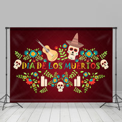 Lofaris Cute Music Skull Dia Delas Muertos Celebration Backdrop