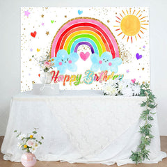 Lofaris Cute My Party Cloud Rainbow Birthday Backdrop