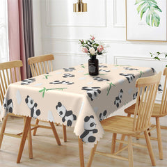 Lofaris Cute Panda Bamboo Cloud Beige Tablecloth For Home Decor