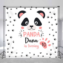 Lofaris Cute Panda Paw Print Custom 10th Birthday Backdrop