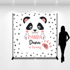 Lofaris Cute Panda Paw Print Custom 10th Birthday Backdrop