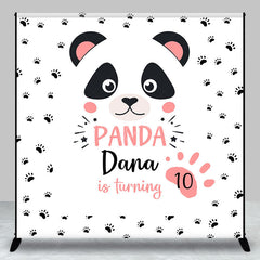 Lofaris Cute Panda Paw Print Custom 10th Birthday Backdrop