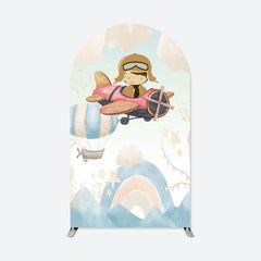 Lofaris Cute Pilot Boy Birthday Double Sided Arch Backdrop