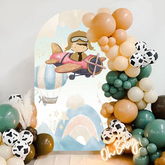 Lofaris Cute Pilot Boy Birthday Double Sided Arch Backdrop