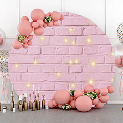 Lofaris Cute Pink Brick Wall Sparkle Round Party Backdrop