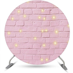 Lofaris Cute Pink Brick Wall Sparkle Round Party Backdrop