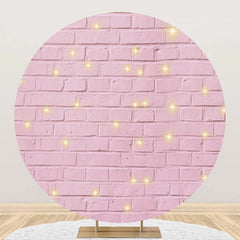 Lofaris Cute Pink Brick Wall Sparkle Round Party Backdrop