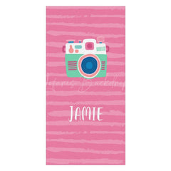 Lofaris Cute Pink Camera Custom Name Beach Towel For Girls