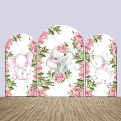 Lofaris Cute Pink Elephant Floral Leaves Arch Backdrop Kit