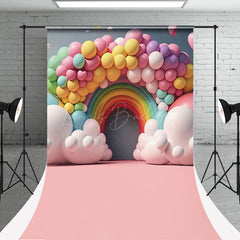 Lofaris Cute Pink Rainbow Balloon Sweep Photography Backdrop