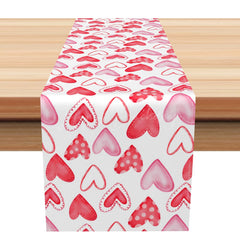 Lofaris Cute Pink Various Hearts Valentines Day Table Runner