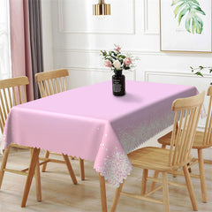 Lofaris Cute Pink White Rectangle Tablecloth for Girl Lady