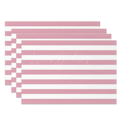 Lofaris Cute Pink White Stripes Dining Set Of 4 Placemats