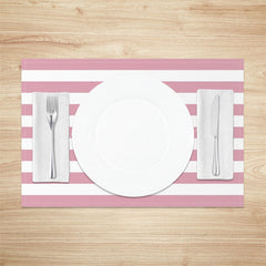 Lofaris Cute Pink White Stripes Dining Set Of 4 Placemats