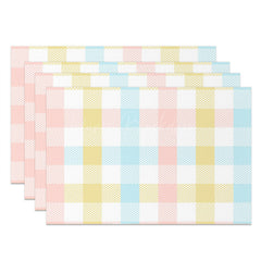 Lofaris Cute Pink Yellow Blue Checkered Set Of 4 Placemats