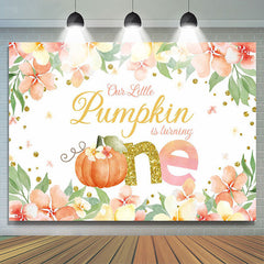 Lofaris Cute Pumpkin Is Turning One Floral Birthday Backdrop