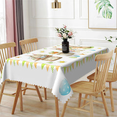 Lofaris Cute Rabbits Flowers Eggs Easter Decor Tablecloth