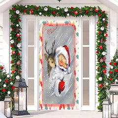 Lofaris Cute Santa Claus Elk Merry Christmas Door Cover