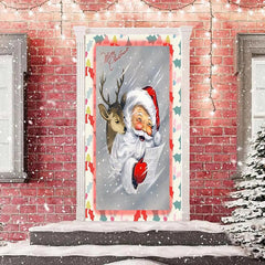 Lofaris Cute Santa Claus Elk Merry Christmas Door Cover