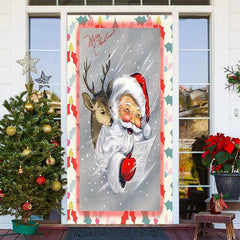 Lofaris Cute Santa Claus Elk Merry Christmas Door Cover