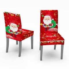 Lofaris Cute Santa Red Christmas Tablecloth Chair Cover Set