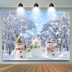 Lofaris Cute Snowman Snowfield Grove Christmas Backdrop