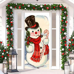 Lofaris Cute Snowman White Simple Snowy Christmas Door Cover