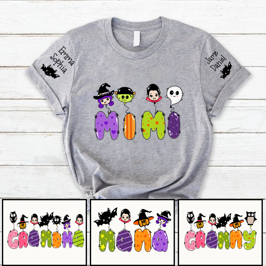 Lofaris Cute Spooky Mimi And Kids Custom Name T - Shirt