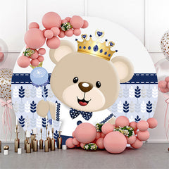 Lofaris Cute Teddy Bear Baby Shower Round Backdrop Kit For Boy