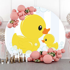 Lofaris Cute Yellow Duck Bubble Round Baby Shower Backdrop