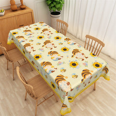 Lofaris Cute Yellow Gnome Bee Sunflower Rectangle Tablecloth