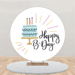 Lofaris Cyan Cake Candle Simple Round Birthday Backdrop