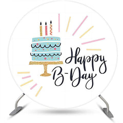 Lofaris Cyan Cake Candle Simple Round Birthday Backdrop