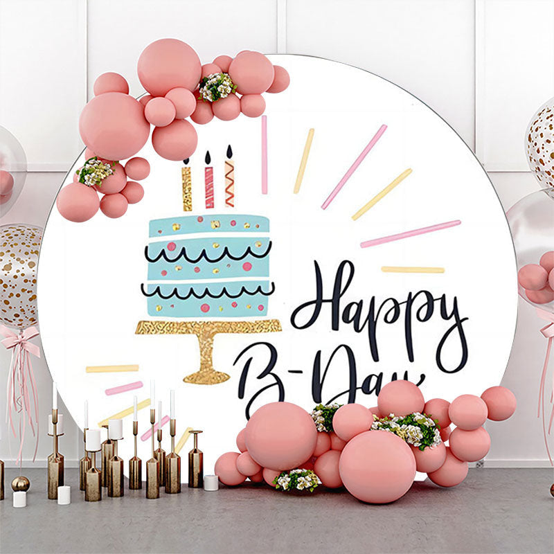 Lofaris Cyan Cake Candle Simple Round Birthday Backdrop