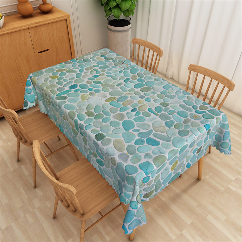 Lofaris Cyan Cobblestone Patterns Dining Room Tablecloth