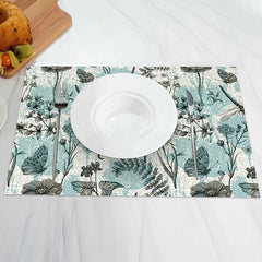 Lofaris Cyan Floral Leaf Butterfly Retro Set Of 4 Placemats