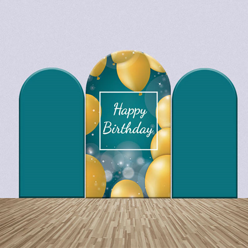 Lofaris Cyan Golden Balloon Bokeh Birthday Arch Backdrop Kit