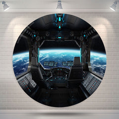 Lofaris Cyber Spacecraft The Earth Circle Birthday Backdrop