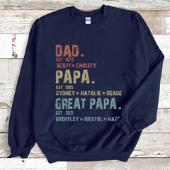 Lofaris Dad Papa Great And Kids Name Custom Sweatshirt